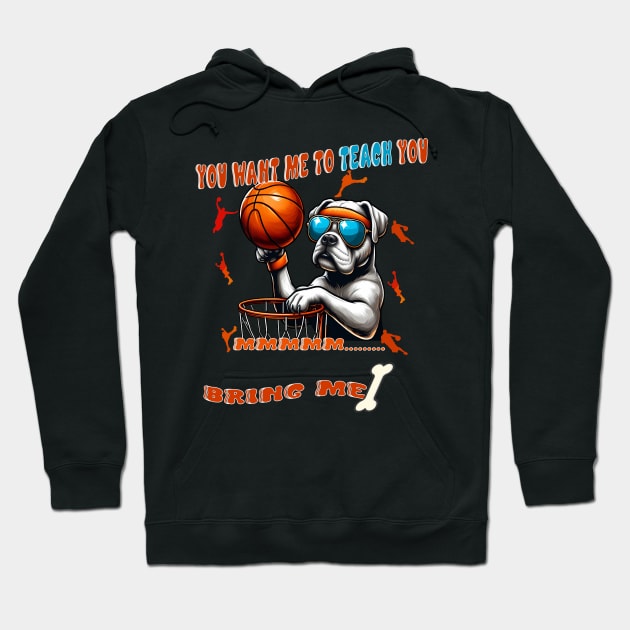 funny dog basketball player wearing glasses teach boys men Hoodie by WOLVES STORE